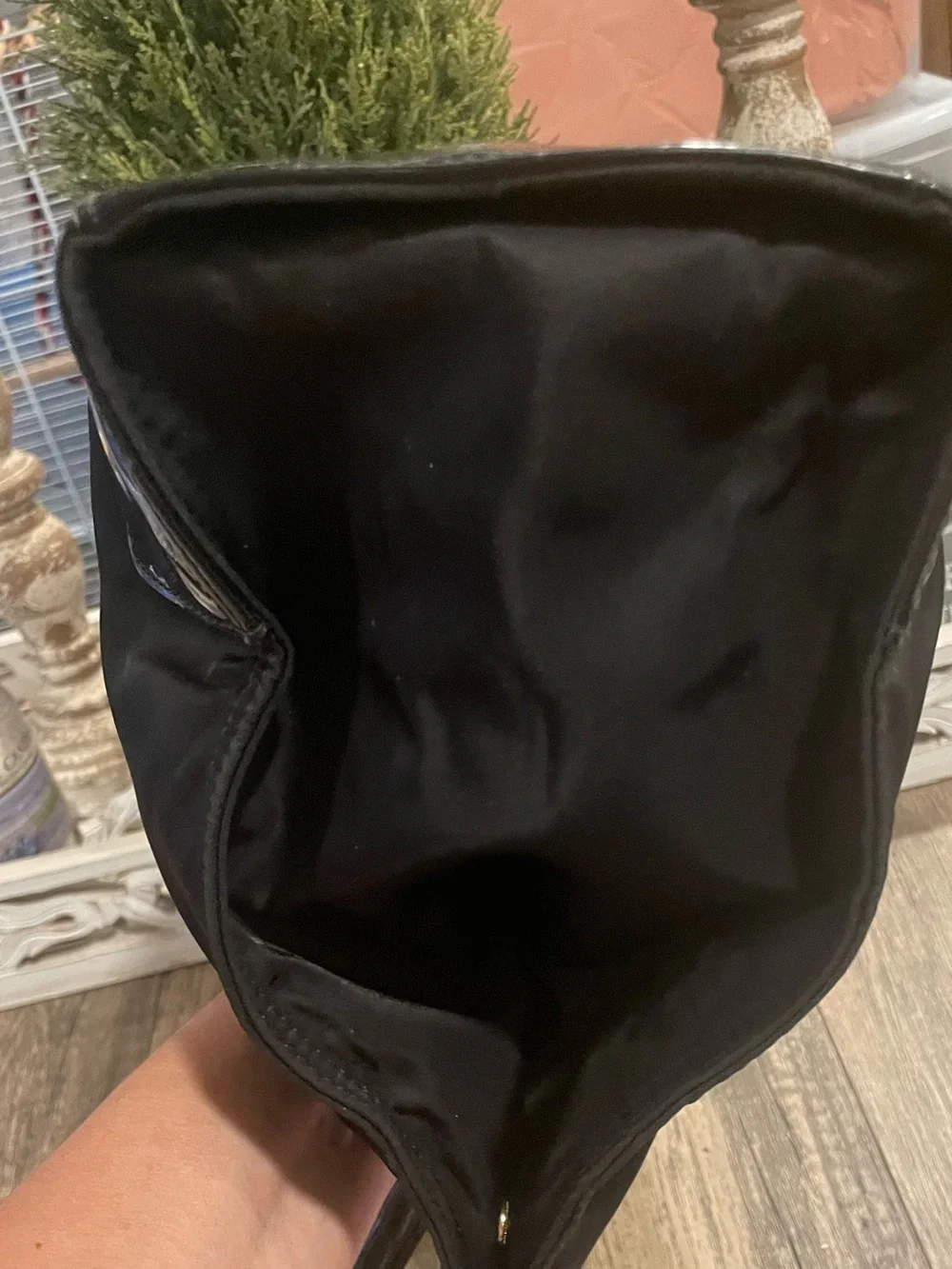 Tory Burch Black Nylon Tote with Patent Logo